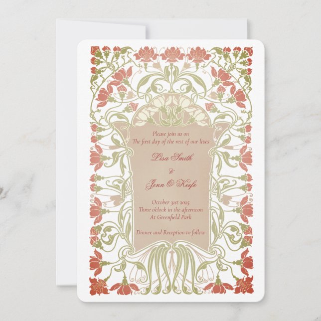 Vintage Hochzeitseinladungen im Jugendstil Einladung (Vorderseite)