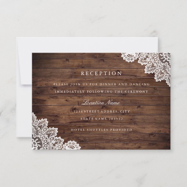 Vintage Hochzeitsempfehlung aus rustikalem Holz Einladung (Vorderseite)