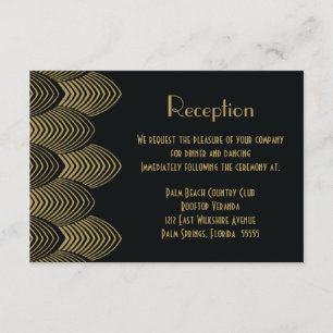Vintage Hochzeitsempfehlung im Art Deco Stil der 2 Begleitkarte