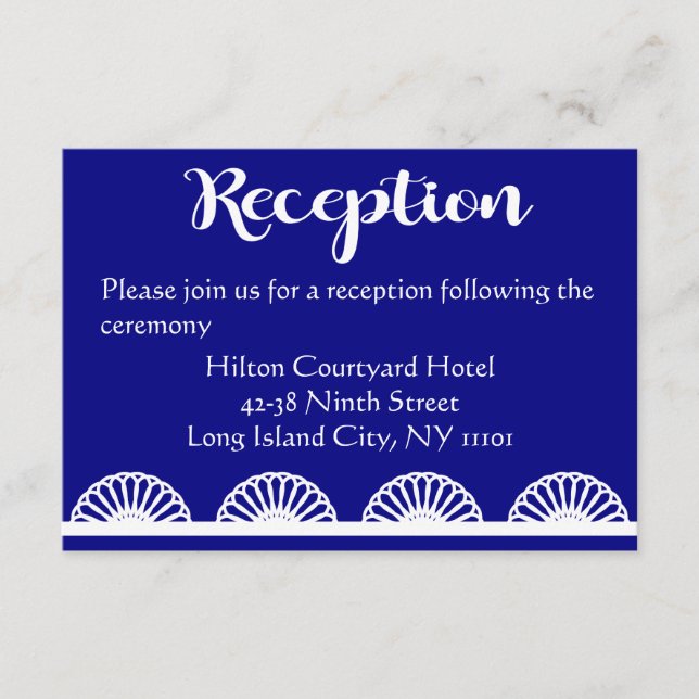 Vintage Hochzeitsempfehlung Royal Blue Navy Begleitkarte (Vorderseite)