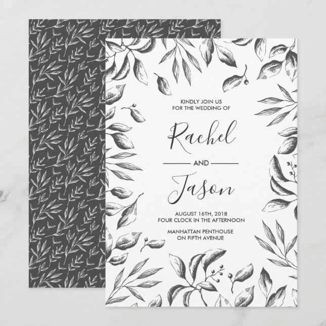 Vintage Hochzeitsfeier mit grauer Wasserfarbe Einladung (Vorne/Hinten)