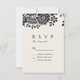 Vintage Hochzeitsfeier RSVP in Schwarzweiß