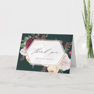 Vintage-Hochzeitsfoto-Dankeskarten mit Blumenmotiv Karte