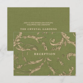 Vintage Hochzeitskarte in grün beige Einladung