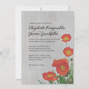 Vintage-Hochzeitskarten mit Mohnblumen Einladung