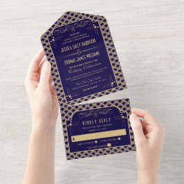 Vintage Hochzeitskollektion Art Déco Gatsby von 19 All In One Einladung