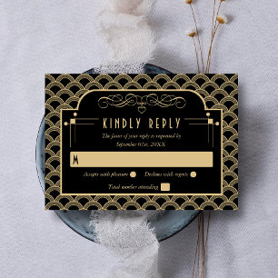 Vintage Hochzeitskollektion Art Déco Gatsby von 19 RSVP Karte