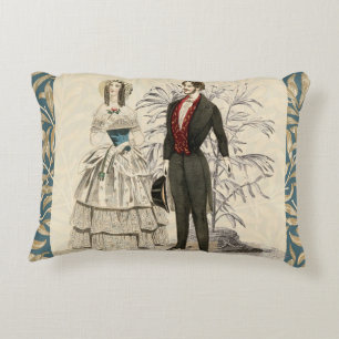 Vintage Hochzeitskunst von 1844 Dekokissen