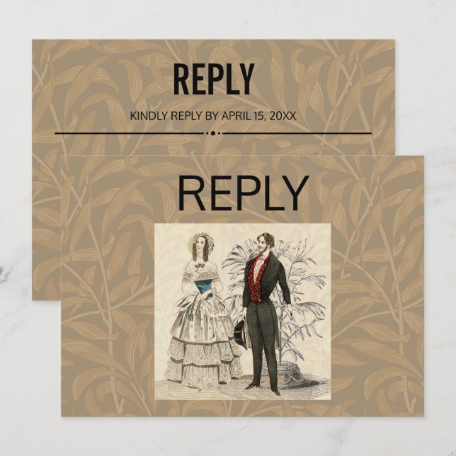 Vintage Hochzeitskunst von 1844 Einladung (Vorne/Hinten)