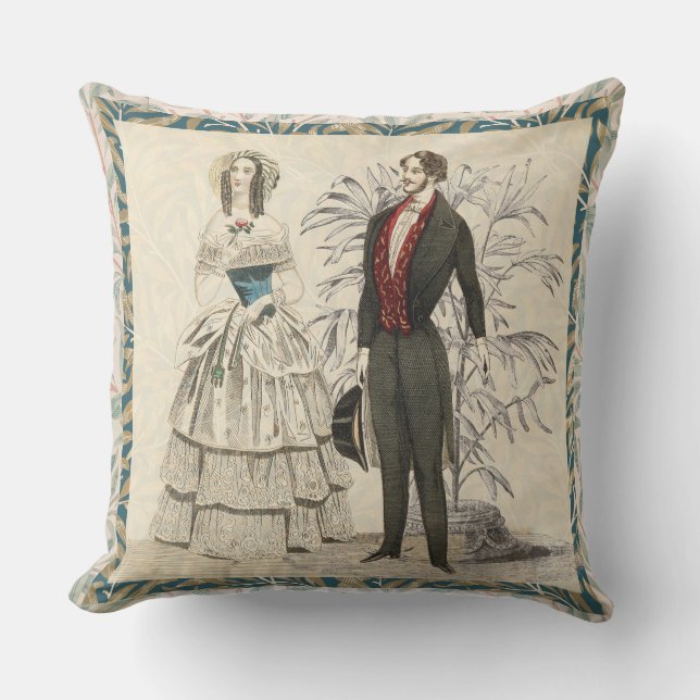 Vintage Hochzeitskunst von 1844 Kissen (Vorderseite)