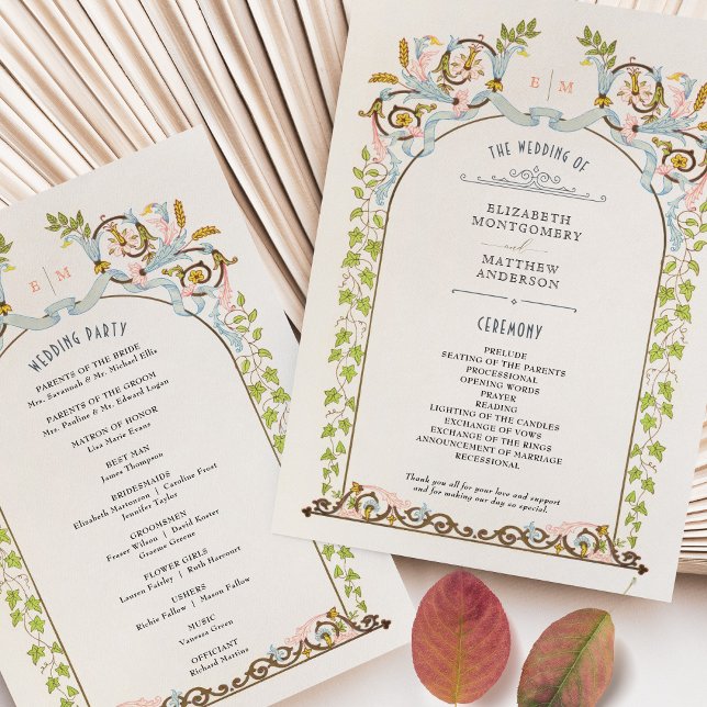 Vintage-Hochzeitsprogrammkarte Einladung (Von Creator hochgeladen)
