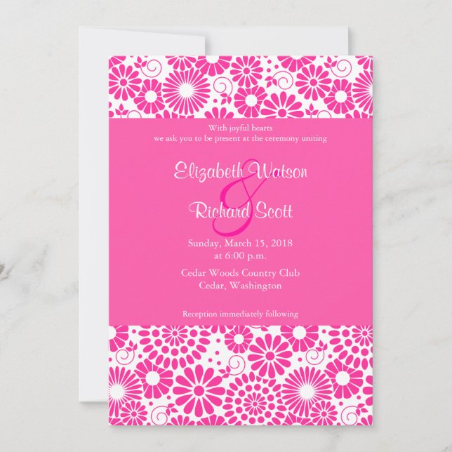 Vintage Hochzeitsreise mit Blumenrosa Einladung (Vorderseite)