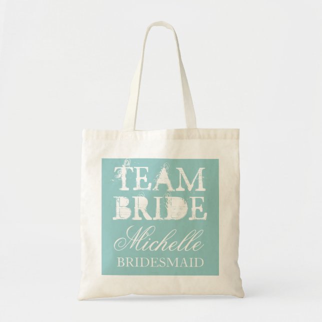 Vintage Hochzeitstaschen | Aquamarin blau Tragetasche (Vorne)