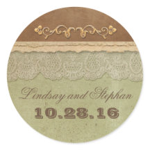 Vintage Hochzeitsticker mit rustikaler Elfenbeinsp