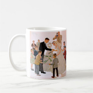 Vintage Hochzeitstorte anschneiden   Kaffeetasse
