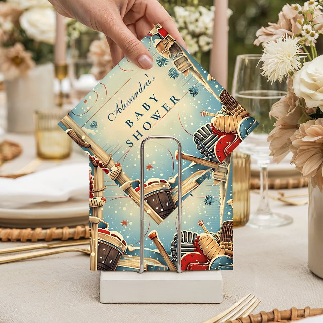 Vintage Hockey Baby Shower Serviette (Von Creator hochgeladen)