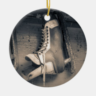 Vintage Hockey-Skate Keramikornament