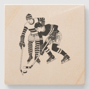 Vintage Hockey-Spieler Steinuntersetzer