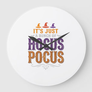 Vintage Hocus Pocus Halloween-Schriftzug Design_1 Große Wanduhr