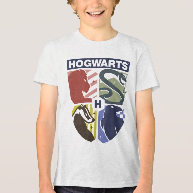 Vintage HOGWARTS™ Geprägtes Wappen Tri-Blend Shirt (Vorderseite)