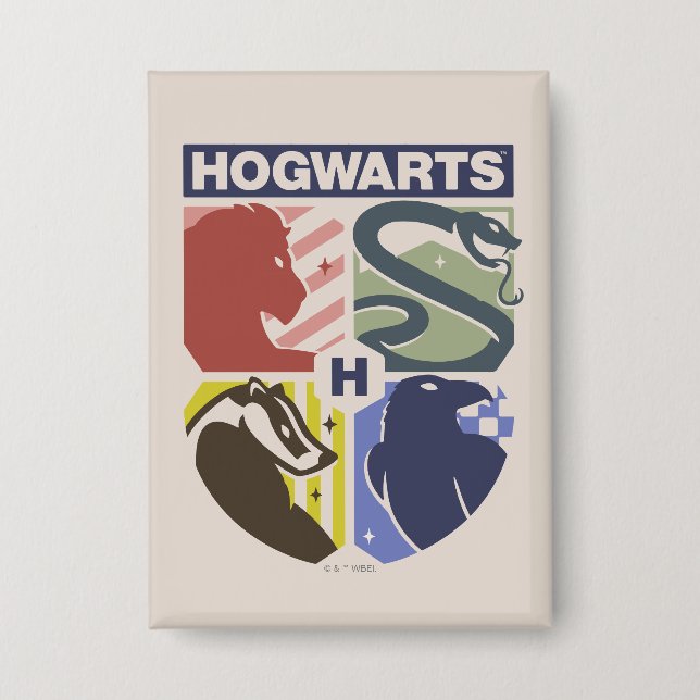 Vintage HOGWARTS™ gestempeltes Wappen Button (Vorderseite)