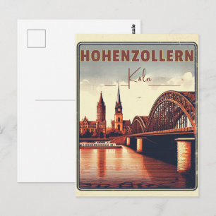 Vintage Hohenzollernbrücke Köln Deutschland Gesche Postkarte