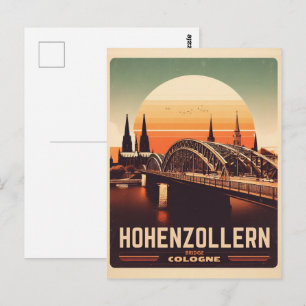 Vintage Hohenzollernbrücke Köln Deutschland Gesche Postkarte