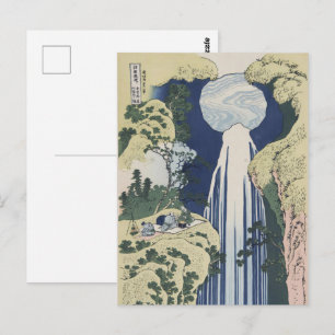 Vintage Hokusai Amida-Wasserfall-Holzschnitt-Kunst Postkarte