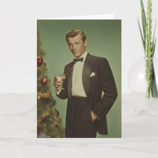 Vintage Holiday Elegance Portrait Feiertagskarte (Vorderseite)