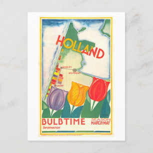 Vintage-Holland/Niederlande-Tulpen-Reiseplakat Postkarte