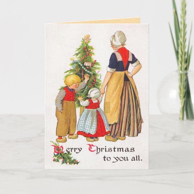 Vintage Holland Weihnachtskarte Feiertagskarte (Vorderseite)