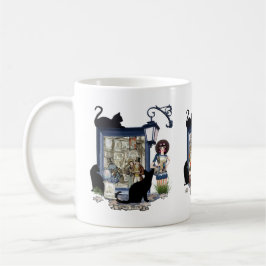 Vintage holländische Künstlerin & schwarze Katzen Kaffeetasse