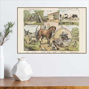 Vintage holländische Kunstwerke für Nutztiere Poster