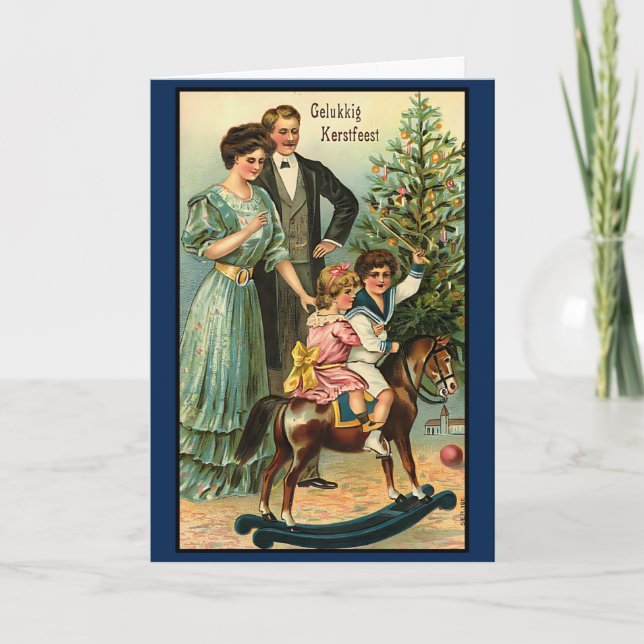 Vintage holländische Weihnachts Vrolijk Kerstfeest Karte (Vorderseite)