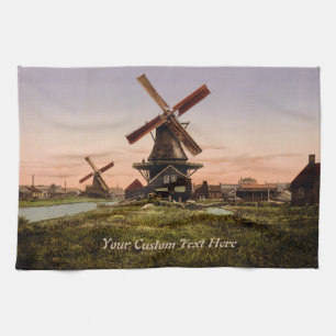 Vintage holländische Windmühlen Handtuchhandtücher Geschirrtuch