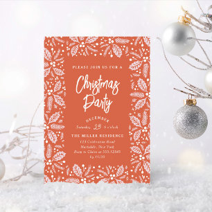 Vintage Holly Berry Weihnachtsfeier Rot Einladung
