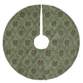 Vintage Holly Damask Pattern Polyester Weihnachtsbaumdecke