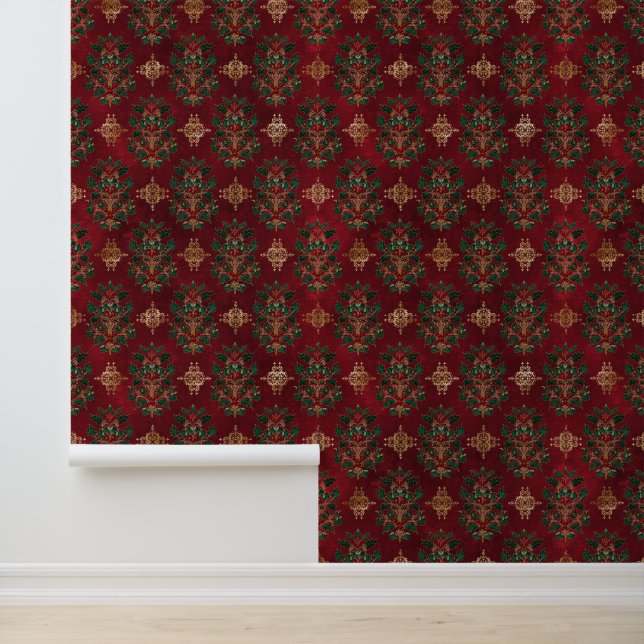 Vintage Holly Damask Pattern  Tapete (Anwendung)