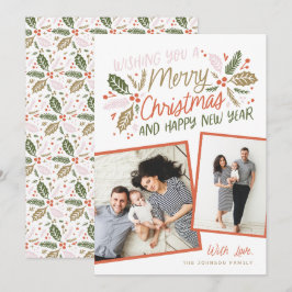 Vintage Holly Tilted Snapshot Multi-Foto Red Feiertagskarte