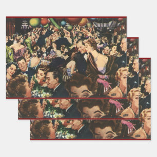 Vintage Hollywood-Themen-Festparty mit Ballons Geschenkpapier Set