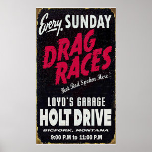 Vintage Holt Drive Drag Races beschädigtes Schild