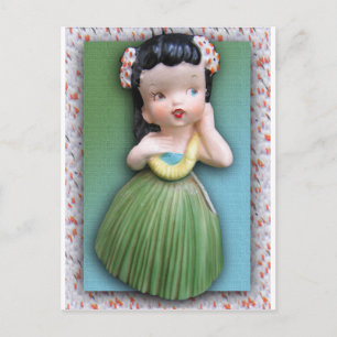 Vintage Holt Howard Hula Gal Postkarte