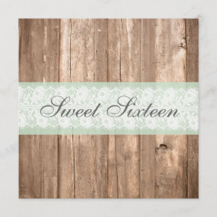 Vintage Holz Shabby Chic Sweet Sixteen Geburtstag Einladung