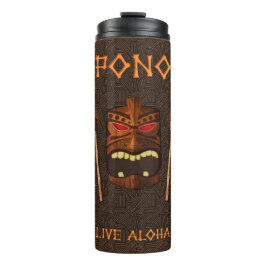 Vintage Holzbäume Tiki Maske Custom Pono Live Aloo Thermosbecher