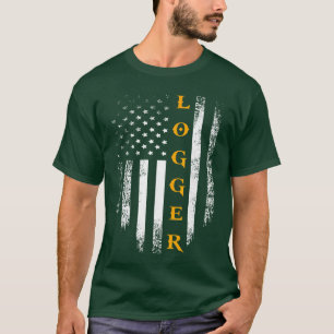 Vintage-Holzfäller mit amerikanischer Flagge Loggi T-Shirt