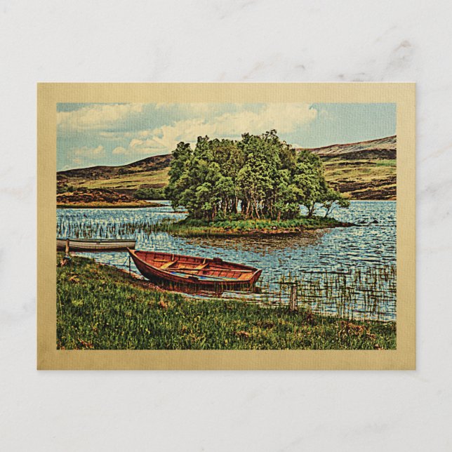 Vintage Holzrowboat Vintage Reise Postkarte (Vorderseite)