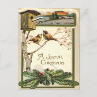 Vintage-Holzschnitzerei Schneemann Vogelhaus Baum