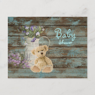 Vintage Holzteddy Bär Babydusche Einladungen