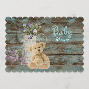 Vintage Holzteddy Bär Babydusche Einladungen