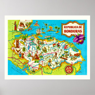 Vintage Honduras-Karte Poster